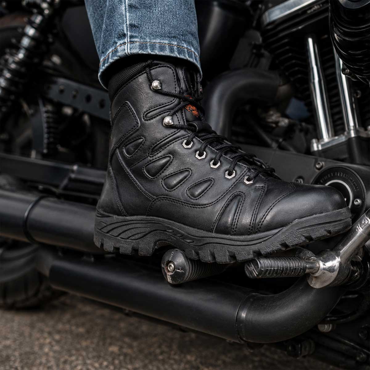 Milwaukee Leather MBM9115 Men's Black Leather 6-Inch Swat Style-Tactical Motorcycle Rider Biker Boots