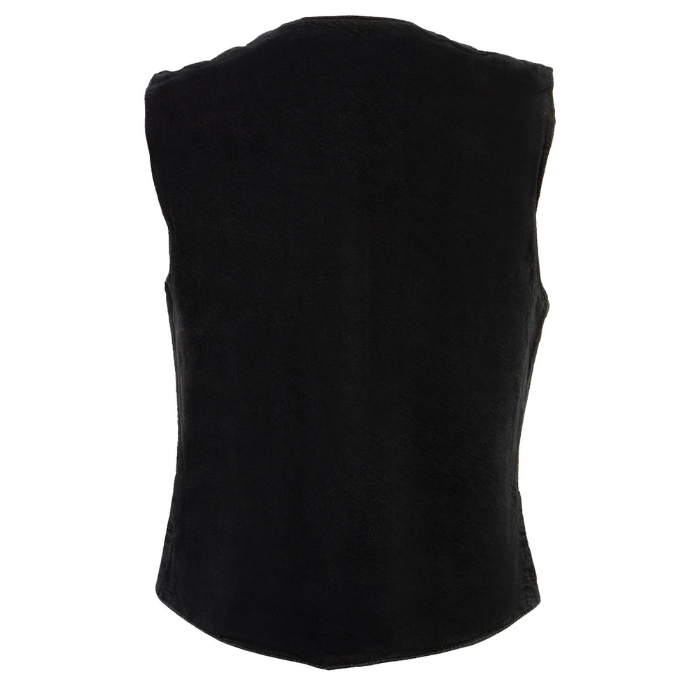 Milwaukee Leather MDL4000 Women's Black Denim 4-Snap Button Closure Motorcycle Rider Vest