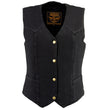 Milwaukee Leather MDL4000 Women's Black Denim 4-Snap Button Closure Motorcycle Rider Vest