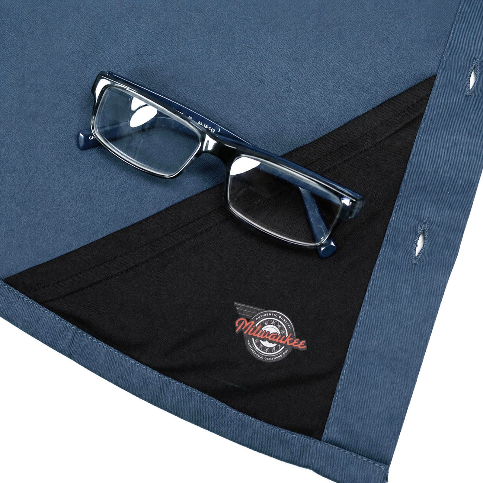 MMCC Men’s'Pinstripe' Blue Short Sleeve Mechanic Work Shirt - w/ Single Pocket - MDM11620