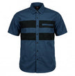 MMCC Men’s 'Double Down' Blue/Black Short Sleeve Mechanic Work Shirt - w/ Single Pocket - MDM11625