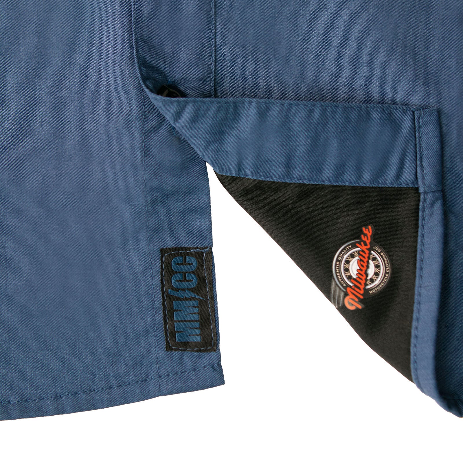 MMCC Men’s 'Double Down' Blue/Black Short Sleeve Mechanic Work Shirt - w/ Single Pocket - MDM11625