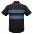 MMCC Men’s 'Double Down' Black/Blue Short Sleeve Mechanic Work Shirt - w/ Single Pocket - MDM11626