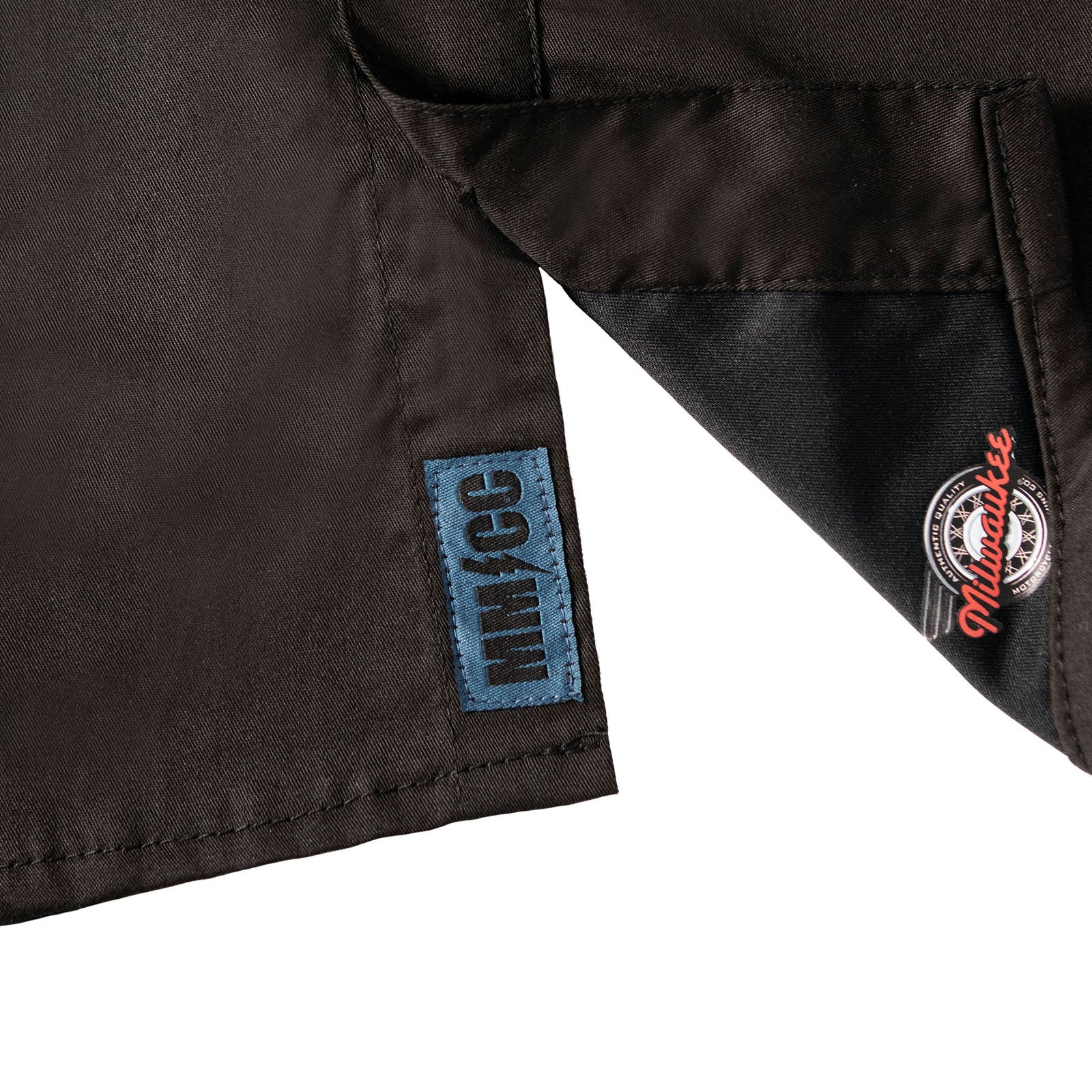 MMCC Men’s 'Double Down' Black/Blue Short Sleeve Mechanic Work Shirt - w/ Single Pocket - MDM11626