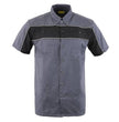 Milwaukee Leather MDM11671 Men’s Grey-Black Mechanic Work Shirt w/ Reflective Strip - Heavy-Duty Button-Up