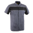 Milwaukee Leather MDM11671 Men’s Grey-Black Mechanic Work Shirt w/ Reflective Strip - Heavy-Duty Button-Up