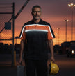 Milwaukee Leather MDM11673 Men’s Black-Orange Mechanic Work Shirt w/ Reflective Strip - Heavy-Duty Button-Up
