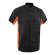 Biker Clothing Co. MDM11676 Men’s Black-Orange Button-Up Heavy-Duty Work Shirt - Classic Mechanic Shirt w/ Pockets