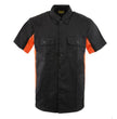Biker Clothing Co. MDM11676 Men’s Black-Orange Button-Up Heavy-Duty Work Shirt - Classic Mechanic Shirt w/ Pockets