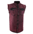 Milwaukee Leather MDM11677 Men’s Magenta Classic Button-Down Cut Off Frayed Sleeveless Casual Shirt