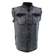 Milwaukee Leather MDM11678 Men’s Classic Grey Button-Down Cut Off Frayed Sleeveless Casual Shirt