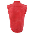 Milwaukee Leather MDM11681 Men’s Classic Red Button-Down Cut Off Frayed Sleeveless Casual Shirt