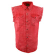 Milwaukee Leather MDM11681 Men’s Classic Red Button-Down Cut Off Frayed Sleeveless Casual Shirt
