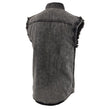 Milwaukee Leather MDM11683 Men’s Classic Beige/Black Button-Down Cut Off Frayed Sleeveless Casual Shirt