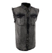 Milwaukee Leather MDM11683 Men’s Classic Beige/Black Button-Down Cut Off Frayed Sleeveless Casual Shirt