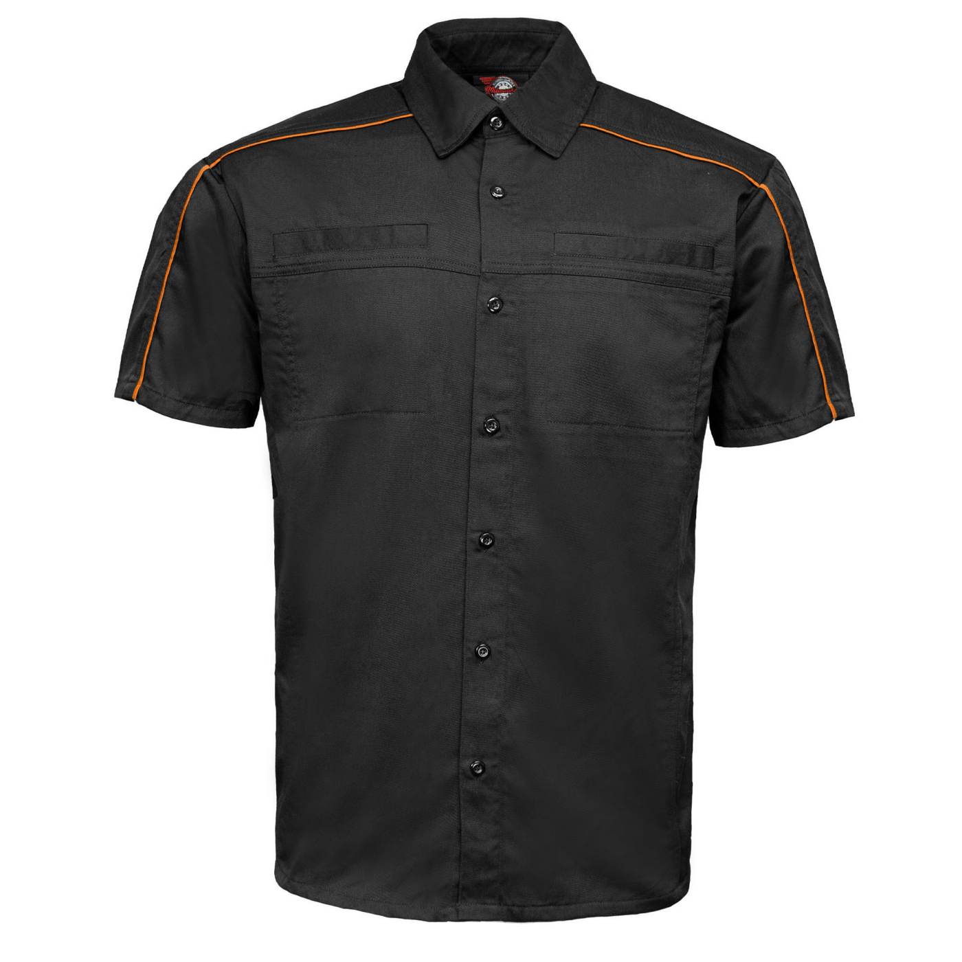 MMCC Men's Slipstream Black/Orange Mechanic Work Shirt - 100% Cotton w/ Microfiber Panel - MDM11693
