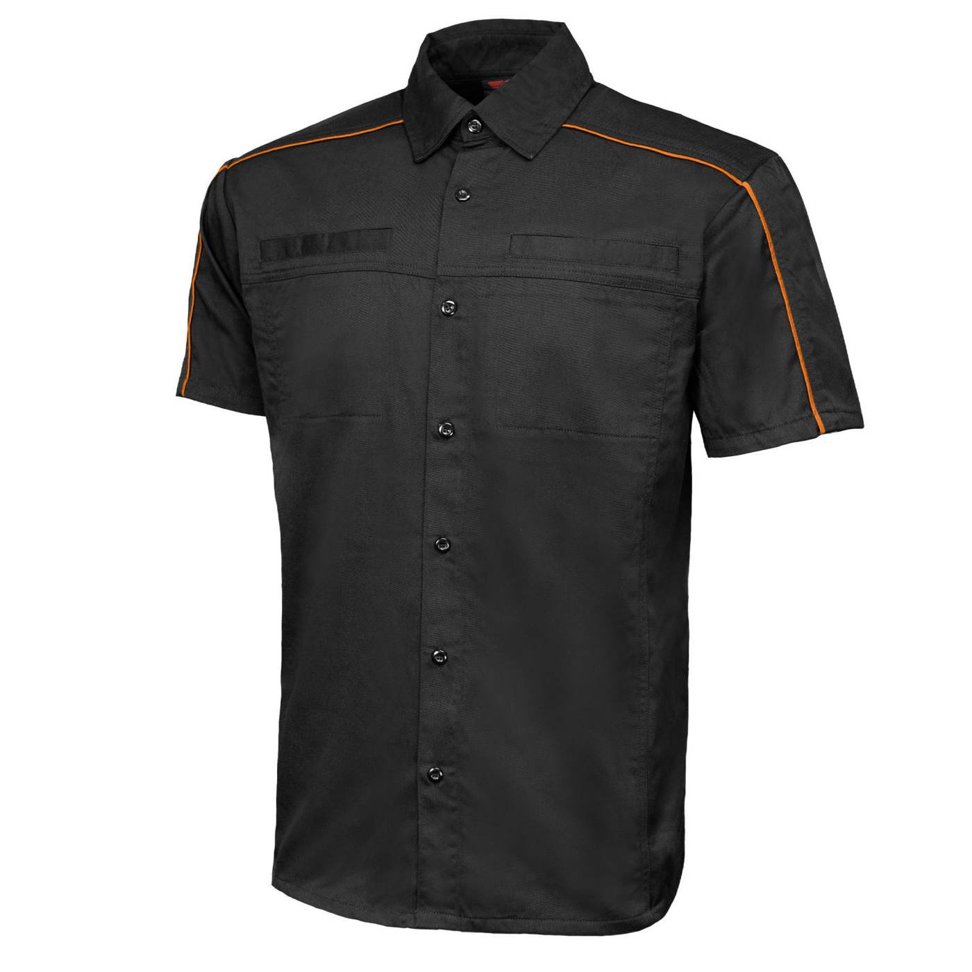 MMCC Men's Slipstream Black/Orange Mechanic Work Shirt - 100% Cotton w/ Microfiber Panel - MDM11693