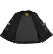 Milwaukee Leather MDM3002 Men's ‘Covert’ Black Denim Club Style Vest with Side Lace Adjustment