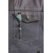 Milwaukee Leather MDM3005 Men's Brute Grey Denim w/ Black Perforated Leather Club Style Vest w/ Hidden Dual Closure