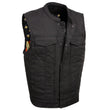 Milwaukee Leather MDM3007 Men's 'Brute' Concealed Snap Black Denim Club Style Vest w/ USA Flag Liner