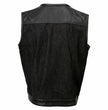 Milwaukee Leather MDM3008 Men's 'Brute' Black Perforated Leather and Denim Club Style Vest w/ Hidden Dual Closure