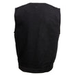 Milwaukee Leather MDM3012 Men's 'Brute' Black Denim Club Style V-Neck Motorcycle Vest w/ Dual Closure