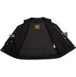 Milwaukee Leather MDM3012 Men's 'Brute' Black Denim Club Style V-Neck Motorcycle Vest w/ Dual Closure