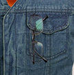 Milwaukee Leather MDM3012 Men's 'Brute' Concealed Snap Blue Denim V-Neck Club Style Vest w/ Hidden Zipper