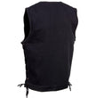 Milwaukee Leather MDM3013 Men's 'Brute' Concealed Snap Black Denim V-Neck Side Lace Club Style Vest w/Hidden Zipper