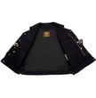 Milwaukee Leather MDM3013 Men's 'Brute' Concealed Snap Black Denim V-Neck Side Lace Club Style Vest w/Hidden Zipper