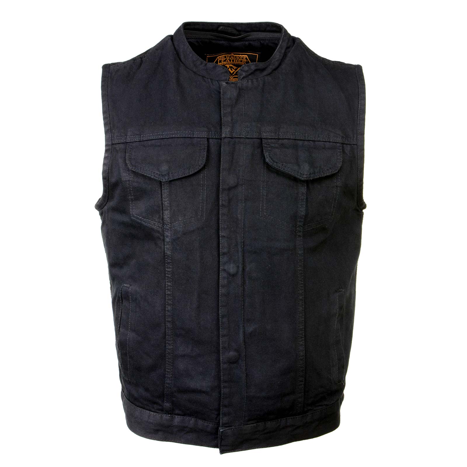 Milwaukee Leather MDM3015 Men's 'Rustic' Black Denim Motorcycle Riding Vest with Hoodie