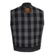 Milwaukee Leather MDM3025 Men’s Black Waxy Coated Denim Club Style Motorcycle Rider Vest w/ Shirt Collar