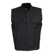Milwaukee Leather MDM3025 Men’s Black Waxy Coated Denim Club Style Motorcycle Rider Vest w/ Shirt Collar w/ Shirt Collar