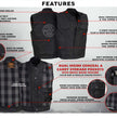 Milwaukee Leather MDM3025 Men’s Black Waxy Coated Denim Club Style Motorcycle Rider Vest w/ Shirt Collar