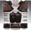 Milwaukee Leather MDM3037 Men’s Wrecker Club Vest – Black Denim & Leather, Diamond Quilt, Orange Stitch