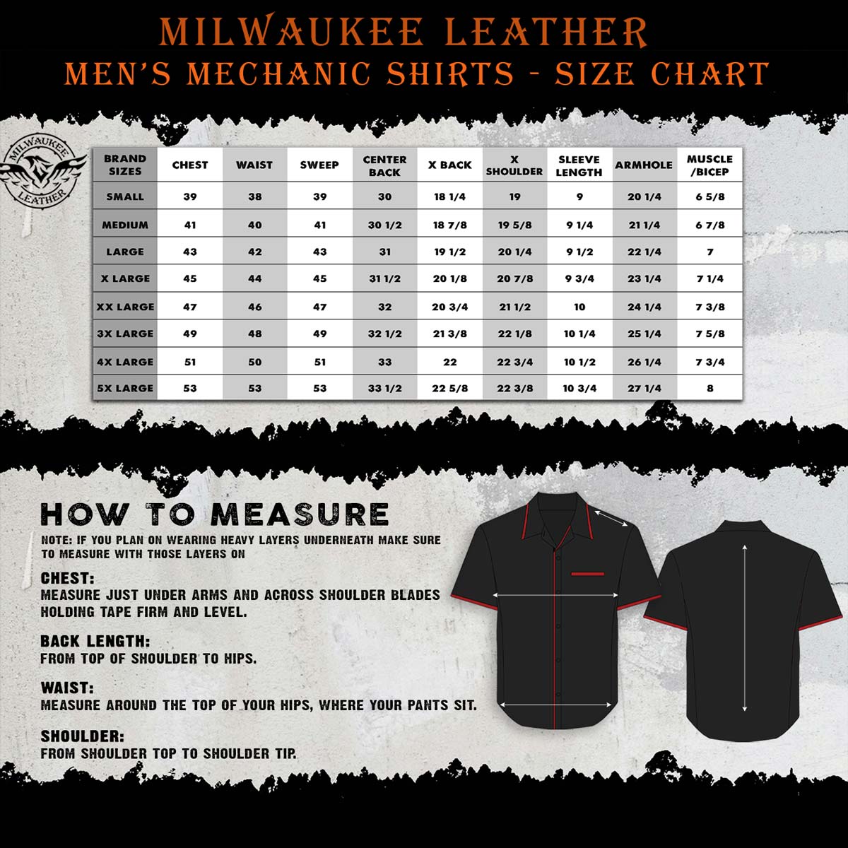 Milwaukee Leather Men’s Orange Classic Mechanic Work Shirt, MDM11686
