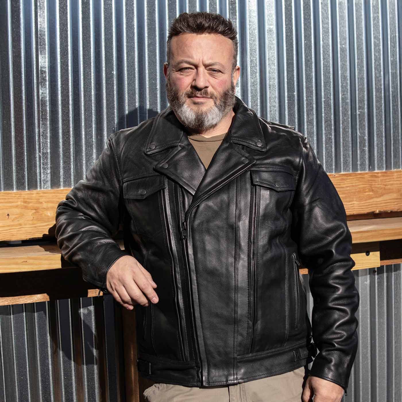 Milwaukee Leather ML1018 Men's Black Motorcycle Jacket with Utility Pockets