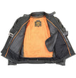 Milwaukee Leather ML2083 Men's Black Premium Leather Vented Motorcycle Rider Jacket w/ Reflective Piping