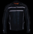 Milwaukee Leather ML2083 Men's Black Premium Leather Vented Motorcycle Rider Jacket w/ Reflective Piping