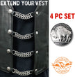 Milwaukee Leather 5 Cent Buffalo Medallion Vest Extender - Double Chrome Chains Genuine Leather 6.5" Extension 4-PCS MLA6009SET