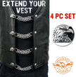 Milwaukee Leather Eagle Head Medallion Vest Extender - Double Chrome Chains Genuine Leather 6.5" Extension 4-PCS MLA6011SET