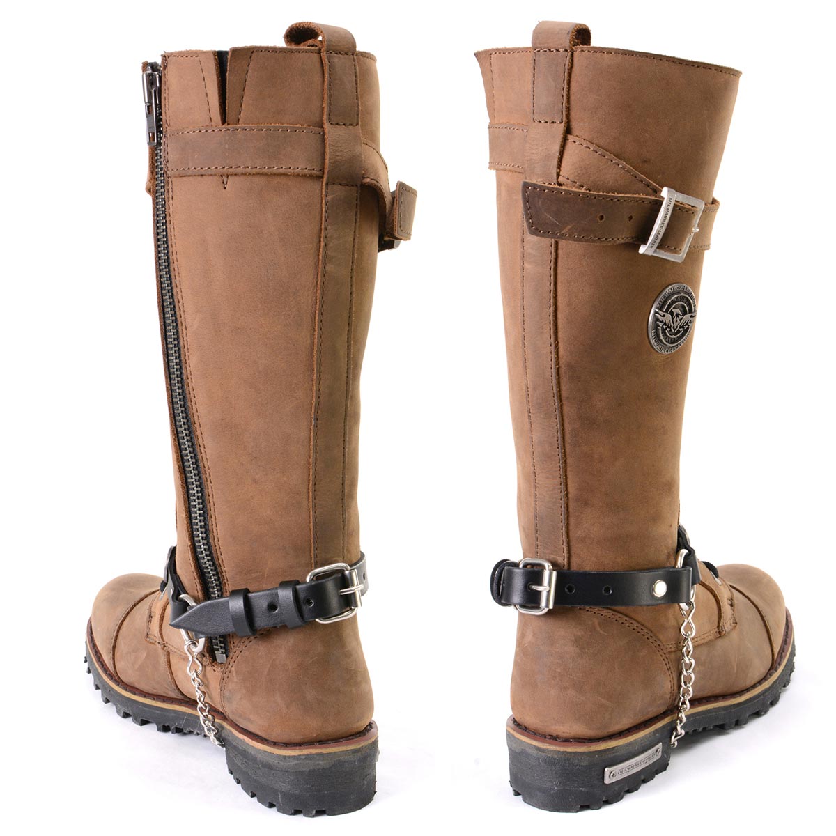 Milwaukee Leather Silver Boot Chain w/ Vintage Native American Medallion & Adjustable Strap -MLA3001