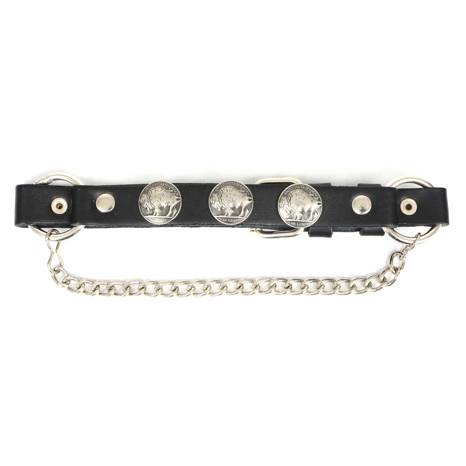 Milwaukee Leather Silver Boot Chain w/ Vintage Buffalo Coin Medallion & Adjustable Strap - MLA3002