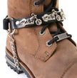 Milwaukee Leather Motorcycle Boot Chain - Silver Chain & Buckle, Motorcycle Medallion Accent - MLA3003