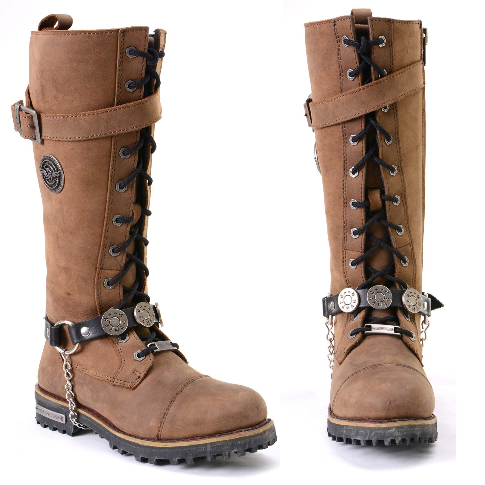 Milwaukee Leather Silver 44 MAG Medallion Boot Chain with Adjustable Strap - MLA3004