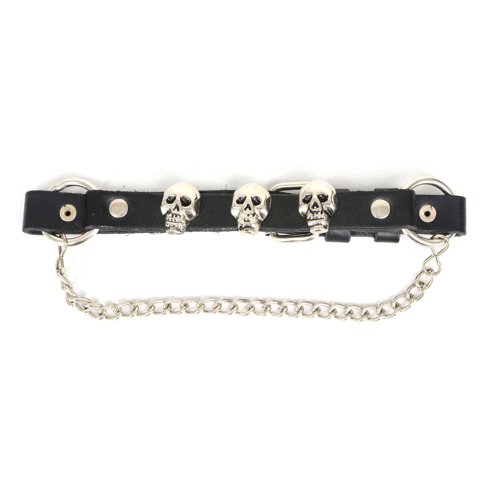 Milwaukee Leather Silver Classic Skull Heads Biker Chain for Motorcycle Boots - MLA3007