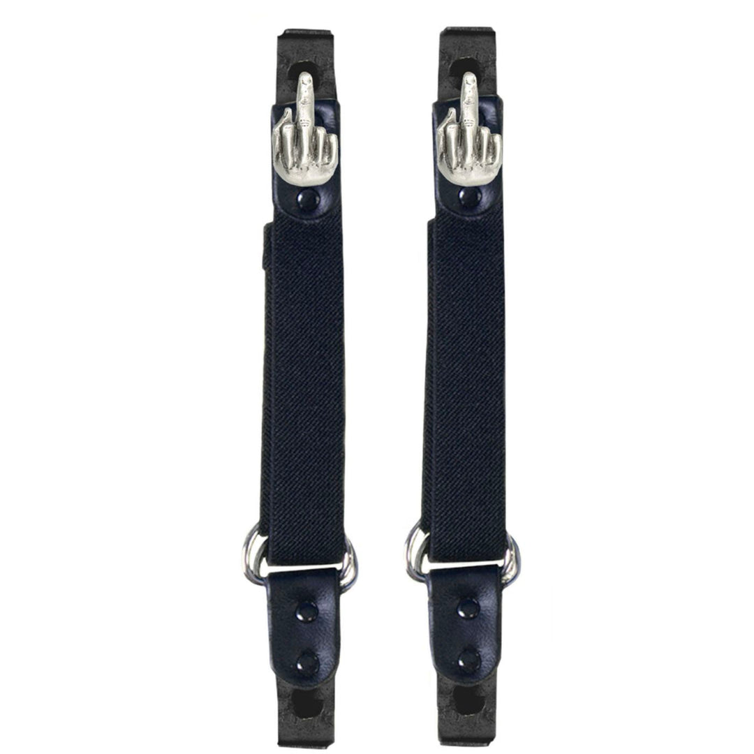 Milwaukee Leather MLA4016 Middle Finger Motorcycle Biker Elastic Bungee Clips for Chaps or Pants (Set of 2)