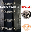 Milwaukee Leather MLA6041SET Skull and Cross Bones 4-PCS Vest Extender Double Chrome Chains w/ Genuine Leather 6" Extension