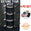 Milwaukee Leather Eagle Flag Medallion Vest Extender Double Chrome Chains Genuine Leather 6.5" Long 4-PC MLA6005SET
