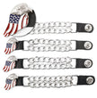 Milwaukee Leather Eagle Flag Medallion Vest Extender Double Chrome Chains Genuine Leather 6.5" Long 4-PC MLA6005SET
